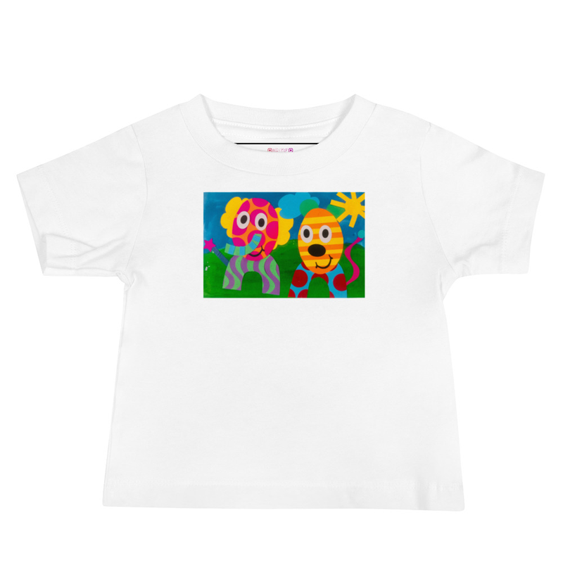 The Elephant & Cheetah - Baby Tee – 6-12m, White
