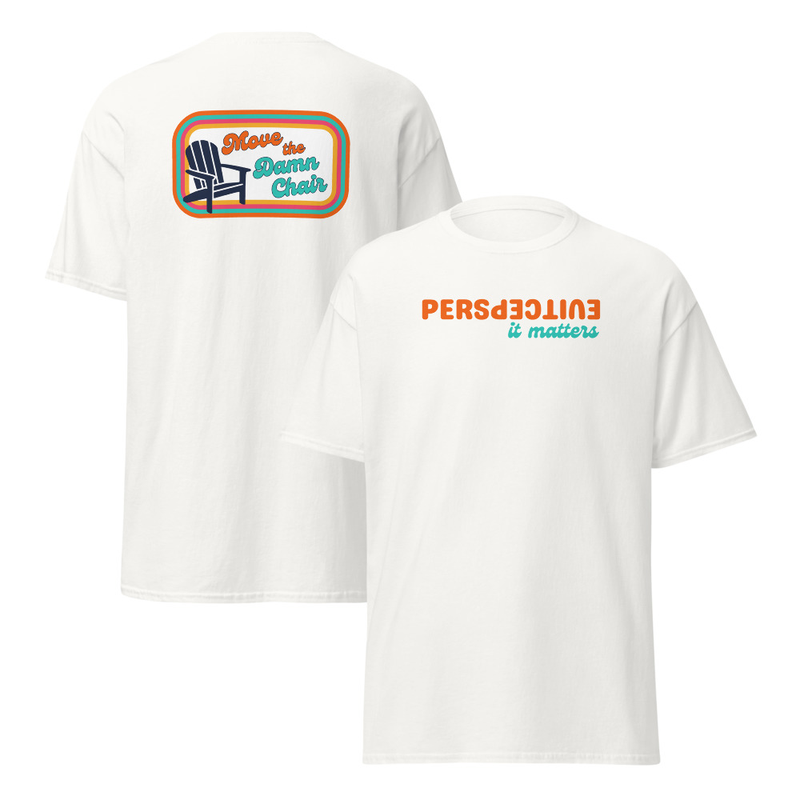 Unisex T-shirt - Perspective Front, Chair Back – S, White