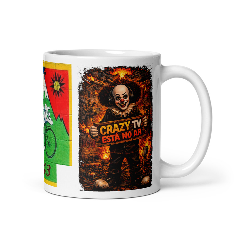 Crazy TV White glossy mug