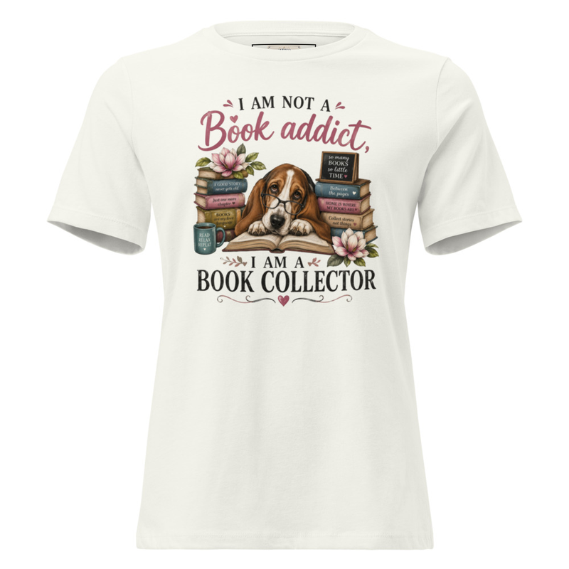 Women's Relaxed T-Shirt-Book Addict – S, Vintage White