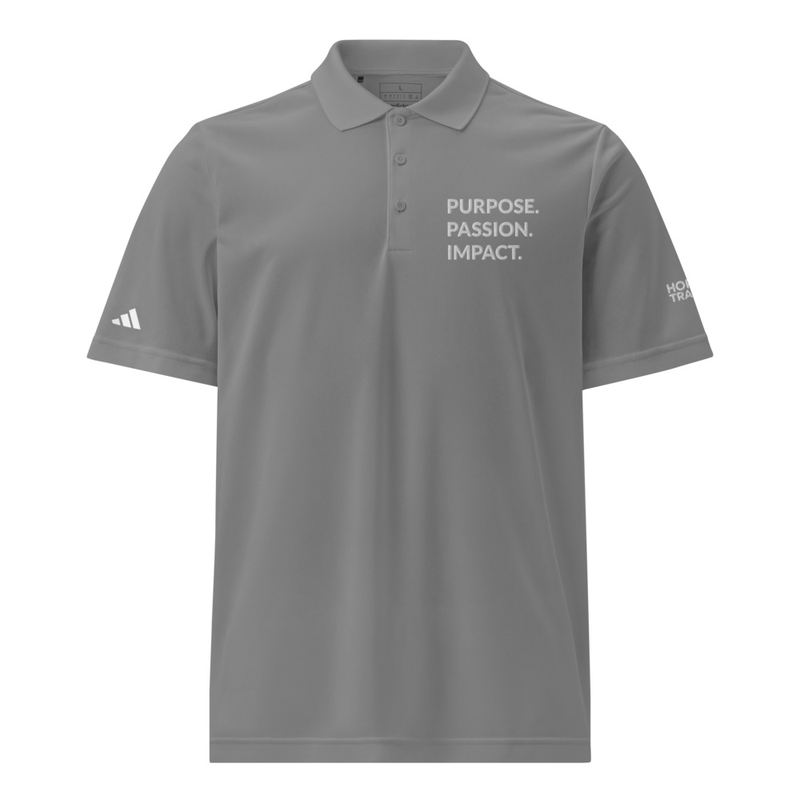 HFTT adidas Sport Polo Shirt | Purpose. Passion. Impact. (Colors Available) – XL, Grey Three