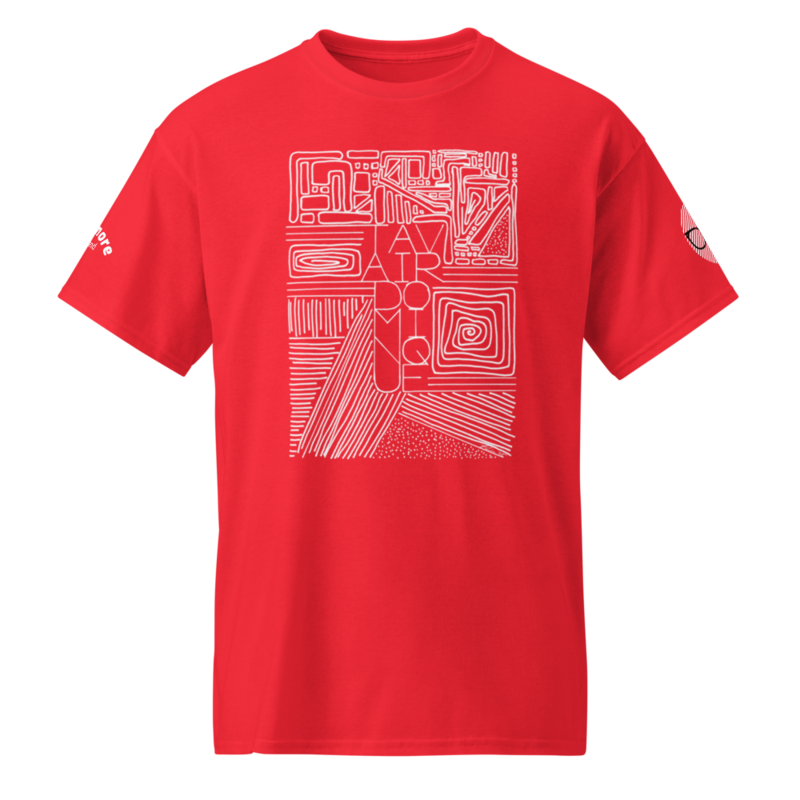 Stacked Name Design Inverted + Sleeve Logos - T-Shirt