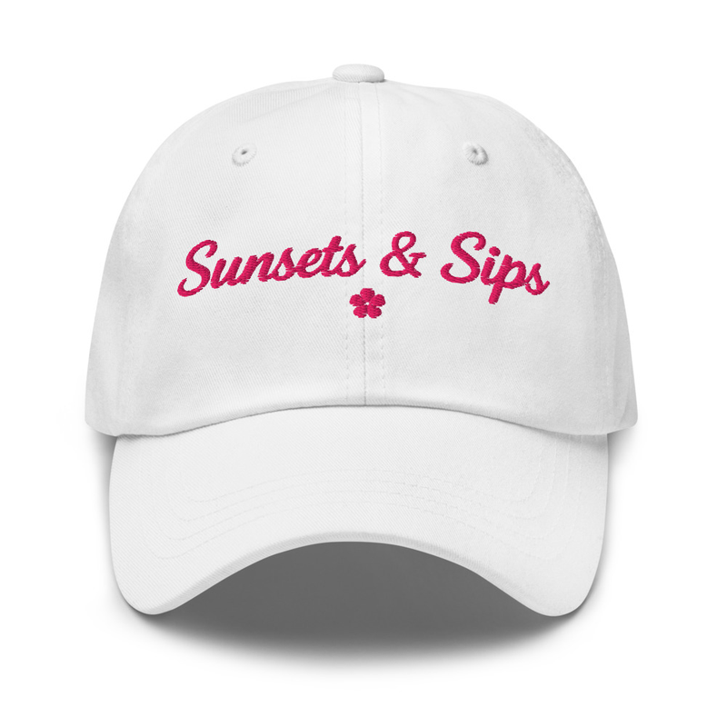 Sunsets & Sips Cap – One size, White