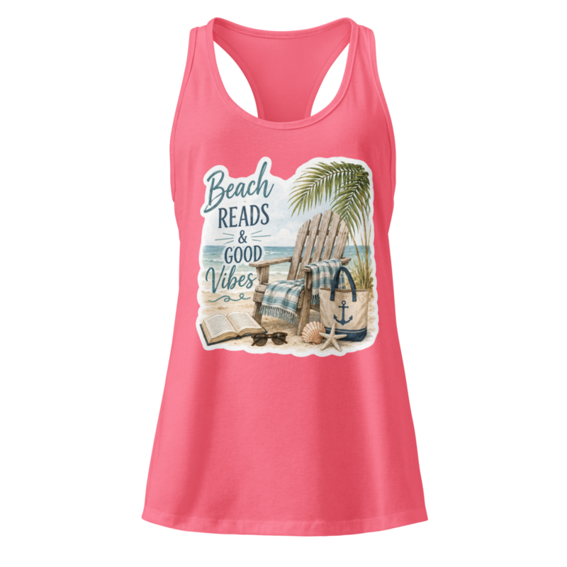 Beach Reads Women’s fitted racerback tank top – XS, Hot Pink