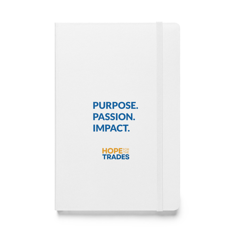 HFTT Hardcover Bound Notebook (5.5"×8.5") | Purpose. Passion. Impact. (Light Colorways) – 5.5″×8.5″, White