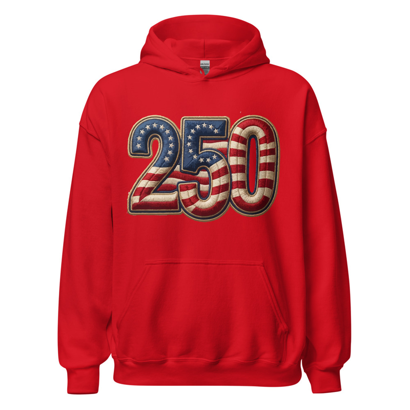 USA 250 | 250 Unisex Hoodie – S, Red