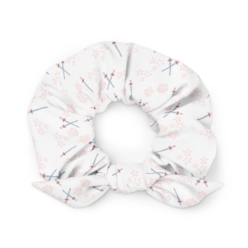 Paws and Swords White Scrunchy