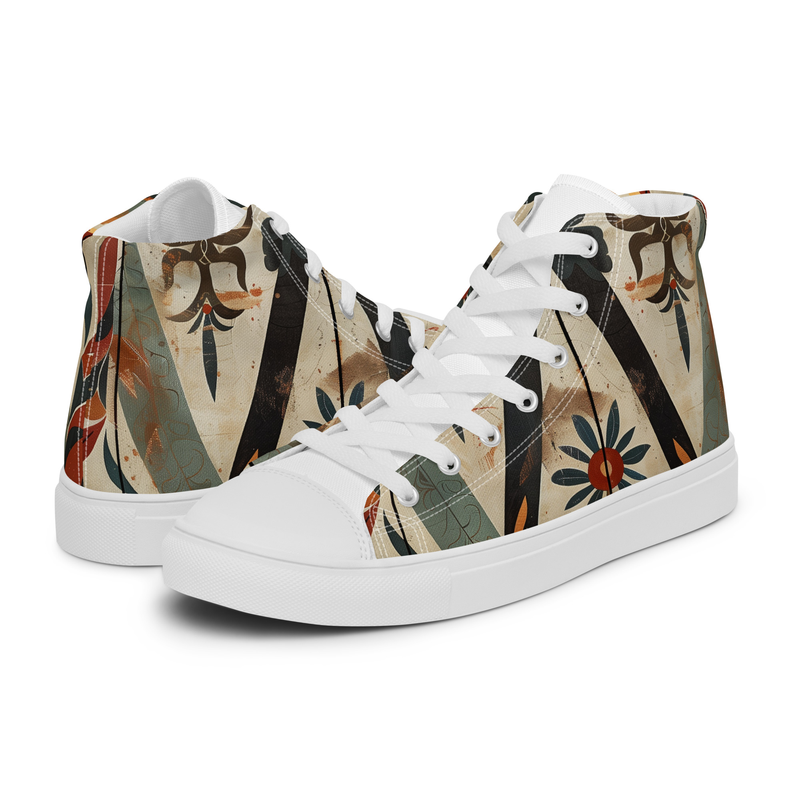 Backgammon Florals Women’s high top canvas shoes