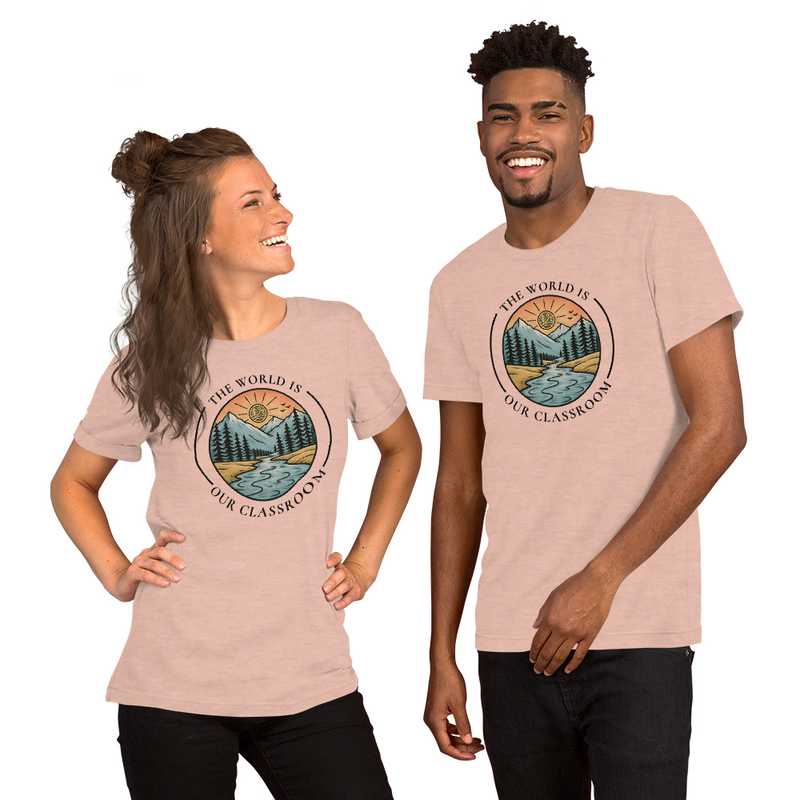 The World Is Our Classroom Tee – L, Heather Prism Peach