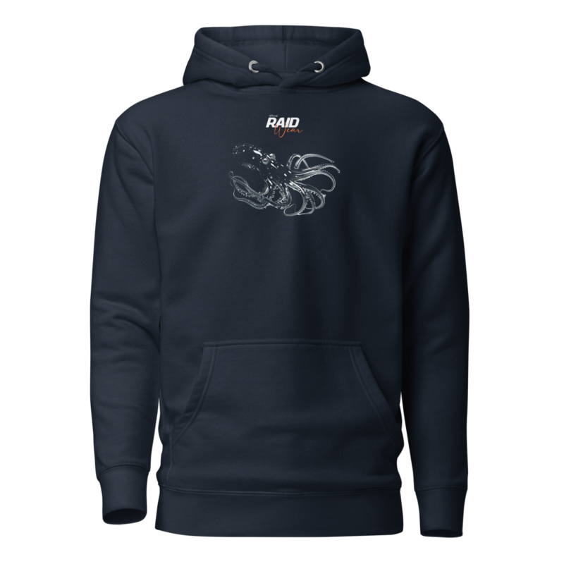 RAID Wear Octopus Front Print Hoodie – XL, Navy Blazer