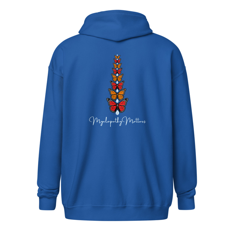 Butterflies Spine Myelopathy Matters Zip Hoodie – XL, Royal