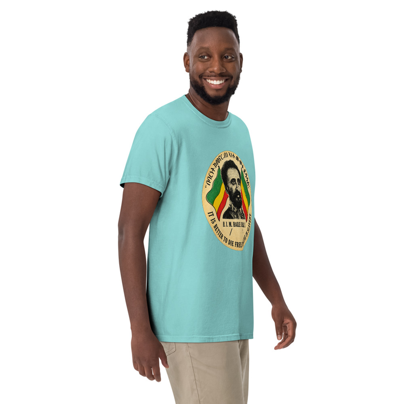 Emperor Selassie I Freedom Unisex garment-dyed heavyweight t-shirt – S, Lagoon Blue