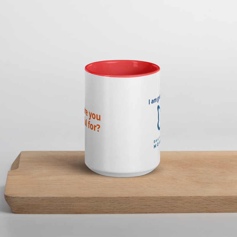 Gratitude Coffee Mug with Color Inside – 15 oz, Red