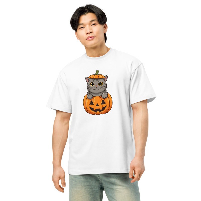 British Shorthair Cat Jack-O-Lantern Men's Box Tee