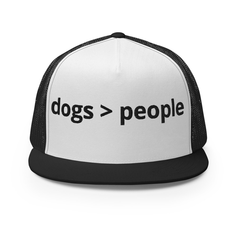 black embroidery dogs > people Trucker Cap – One size, Black/ White/ Black