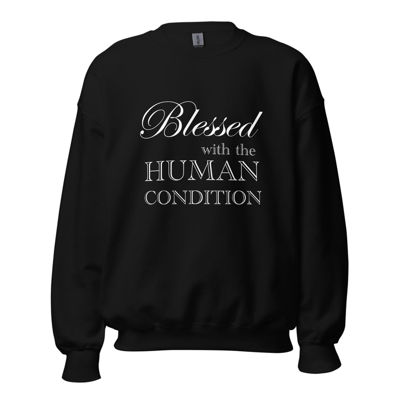 Blessed Unisex Sweatshirt White Letters – M, Black