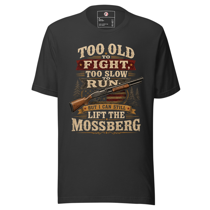 Too Old To Fight - Lift The Mossberg Unisex T-Shirt – XL, Dark Grey