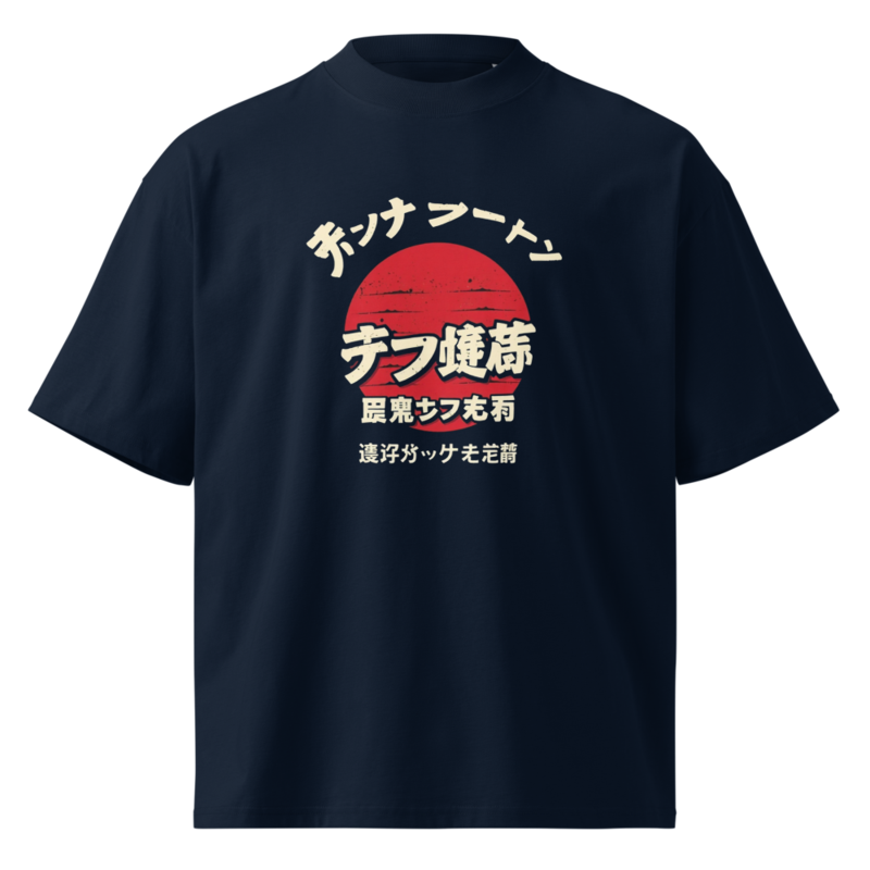 Oriental Design Unisex organic oversized high neck t-shirt