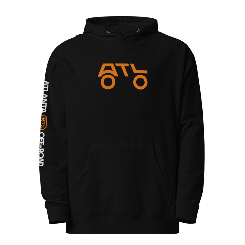 Unisex Midweight Hoodie (FRONT/REAR) - ORANGE LOGO