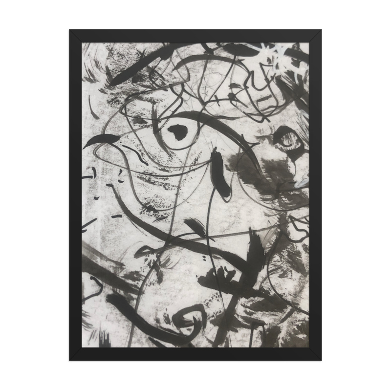 Perceptual Field 0142 – Something Looking Back – Framed Print – 18″×24″, Black