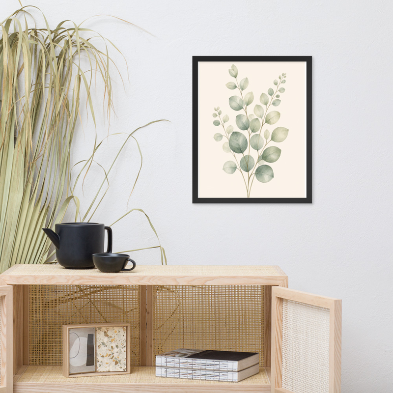 Eucalyptus Stem Framed Botanical Wall Art — Minimalist Watercolor — thumbnail 5