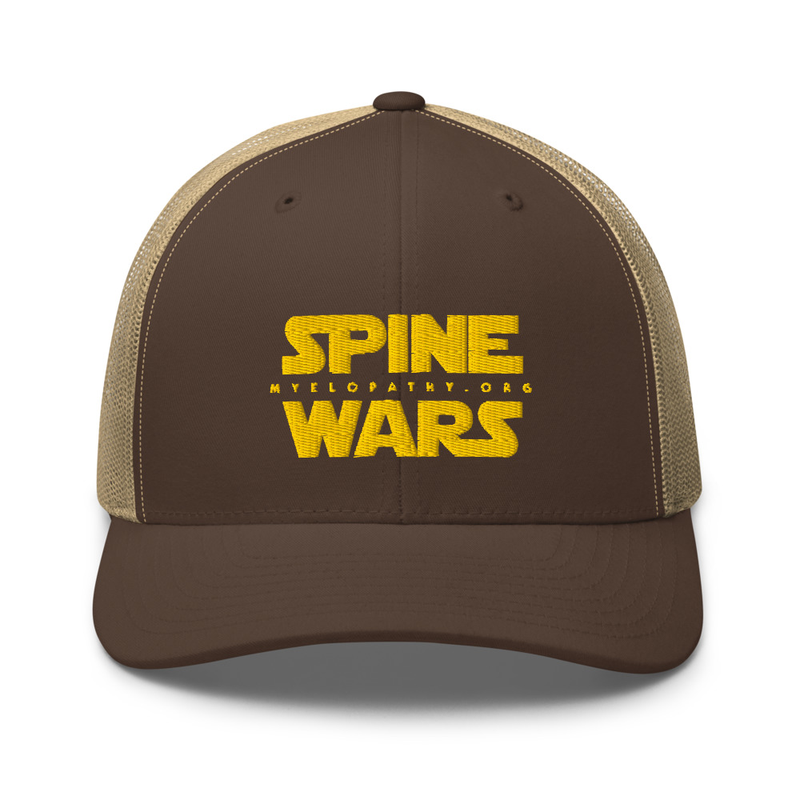 Spine Wars Gold Embroidery Trucker Cap – One size, Brown/ Khaki