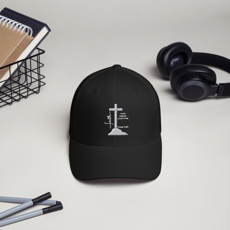 Faith that moves Mountains Structured Twill Cap – S/M, Black