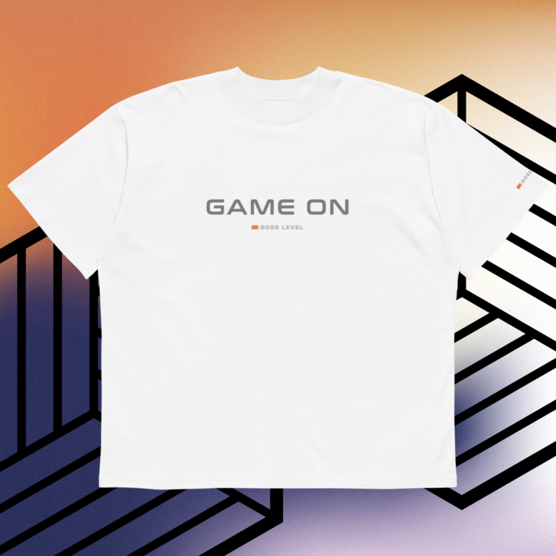 GAME ON Unisex organic oversized high neck t-shirt – XL, White