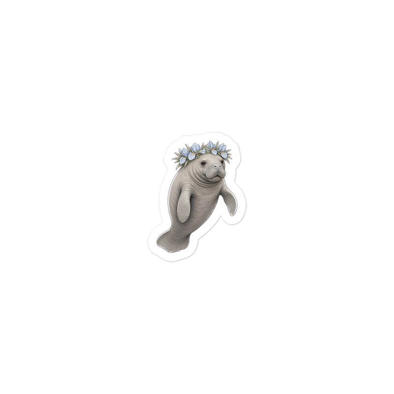 Manatee Flower Crown Sticker — Floof