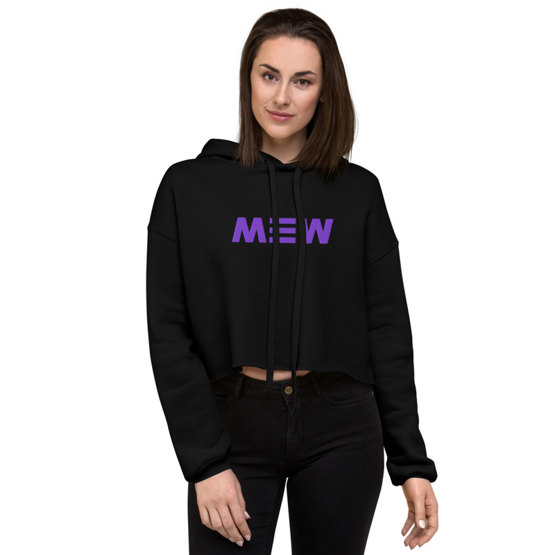 Mew Crop Hoodie Purple Text