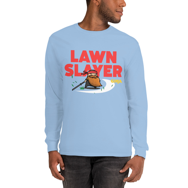 Long Sleeve with Red Lawn Slayer Print – S, Light Blue
