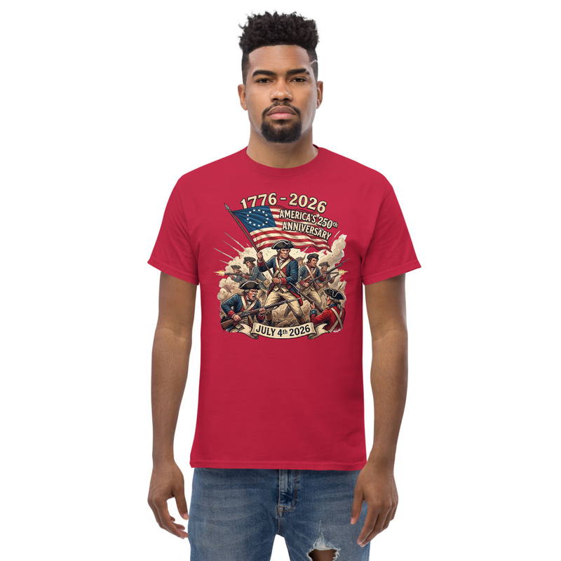 USA 250 | Revolution Unisex Classic Tee – XL, Cardinal