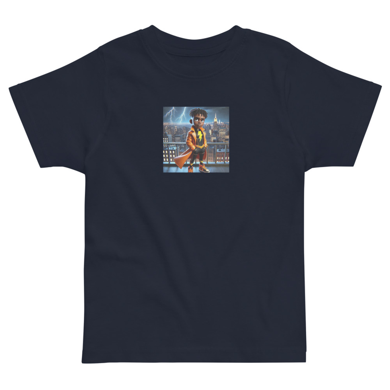 Toddler Jay city background jersey t-shirt – 5/6, Navy