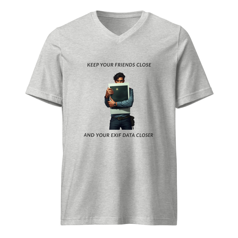 Keep your EXIF Data Unisex Short Sleeve V-Neck T-Shirt