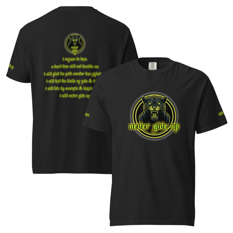 NEVER GIVE UP Declaration / Logo Unisex garment-dyed heavyweight t-shirt
