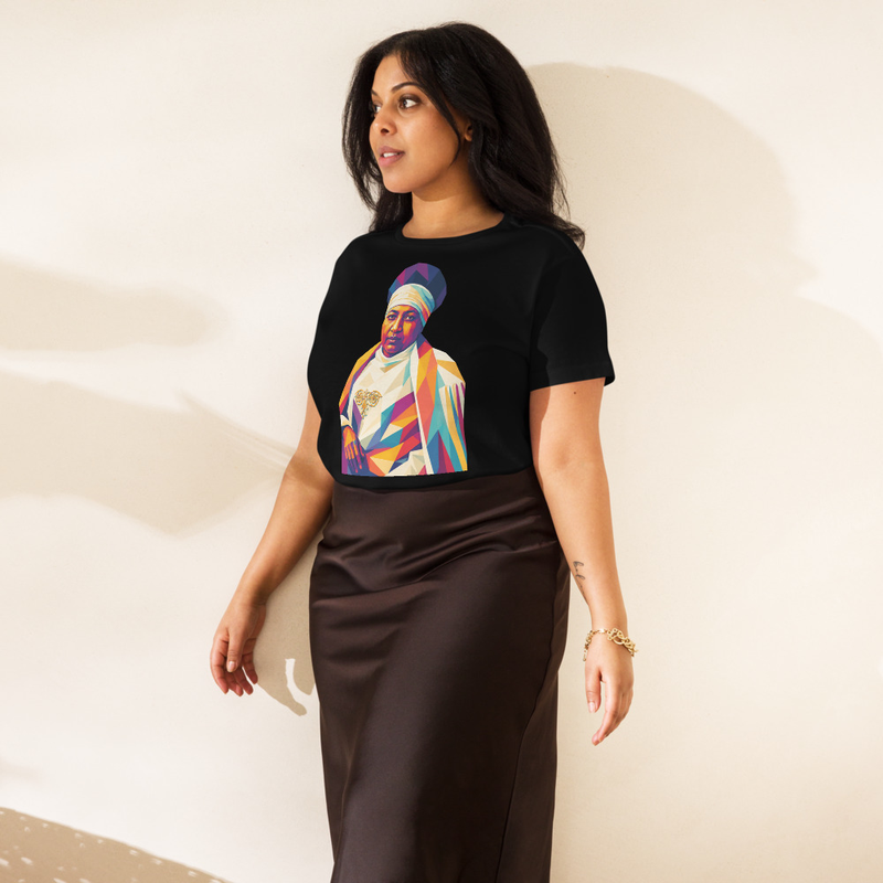 Women’s high-waisted t-shirt Empress Menen Asfaw — Imperial Grace Mosaic T-Shirt