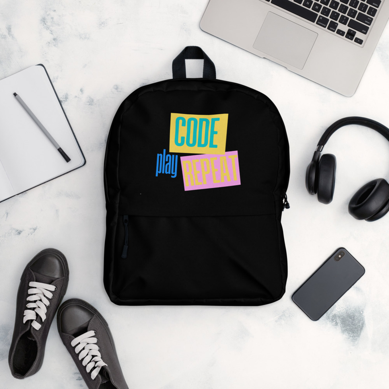 "Code, Play, Repeat" Backpack