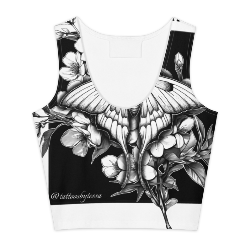 Burned Hearts Lunar Moth Cotton Crop Top - by Tessa