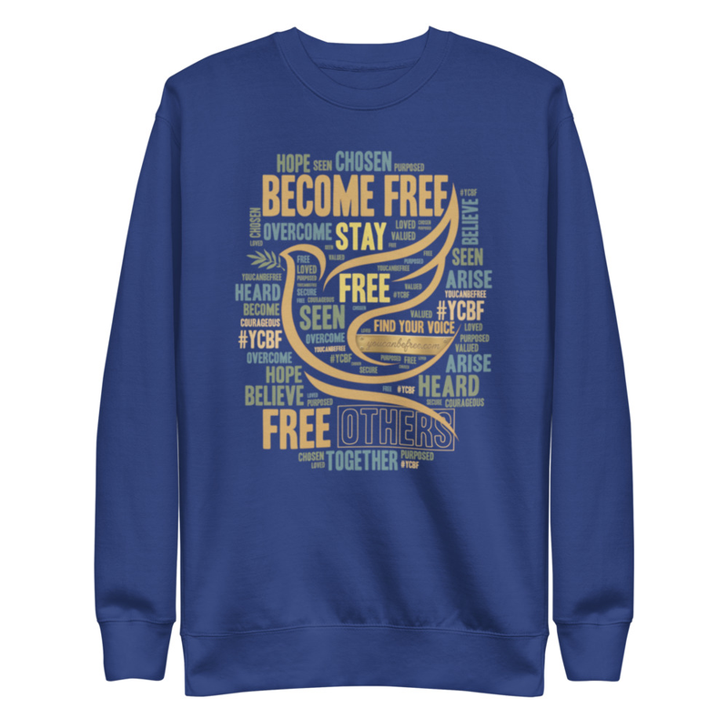 YCBF Word Cloud Sweatshirt – L, Team Royal