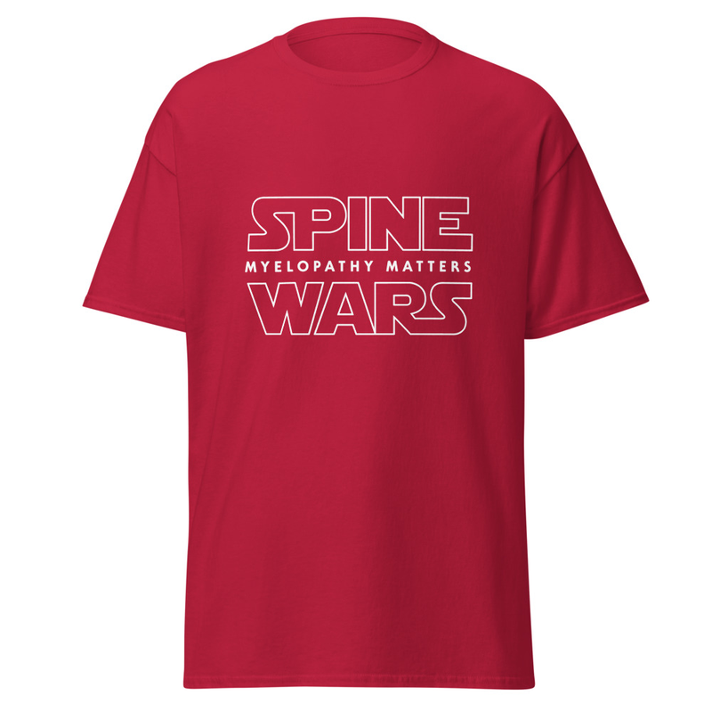 Spine Wars Myelopathy Matters White Print T – XL, Cardinal