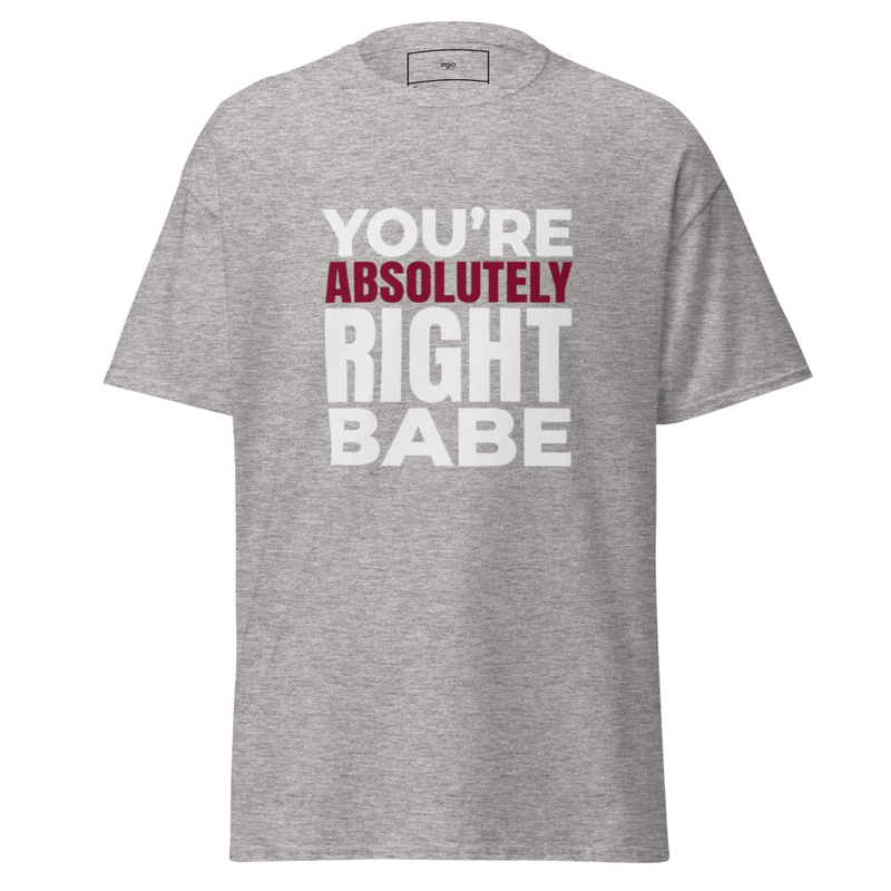 You're Right Babe Shirt | Funny Relationship Tee | Couples Gift Cotton – S, Sport Grey