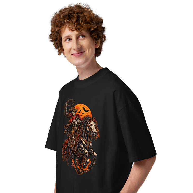 Skeleton Cowboy Halloween Shirt Western Horseman Gothic Vintage Graphic