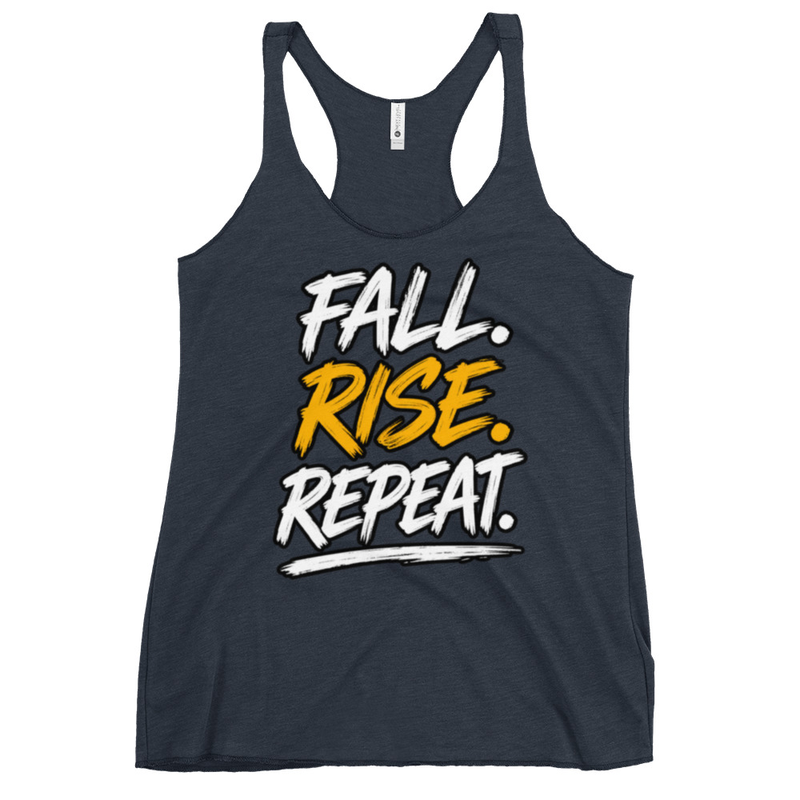 Fall. Rise. Repeat. Racerback Tank – XL, Vintage Navy