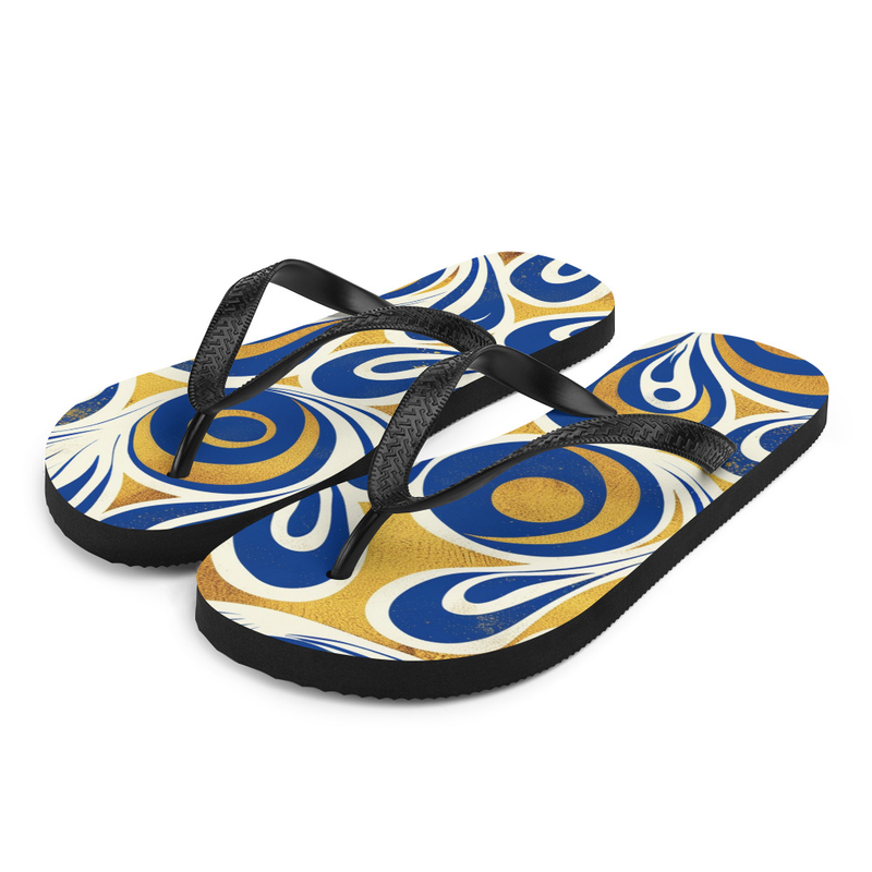 Funky Gold & Blue Flip-Flops House or Outdoor Slippers