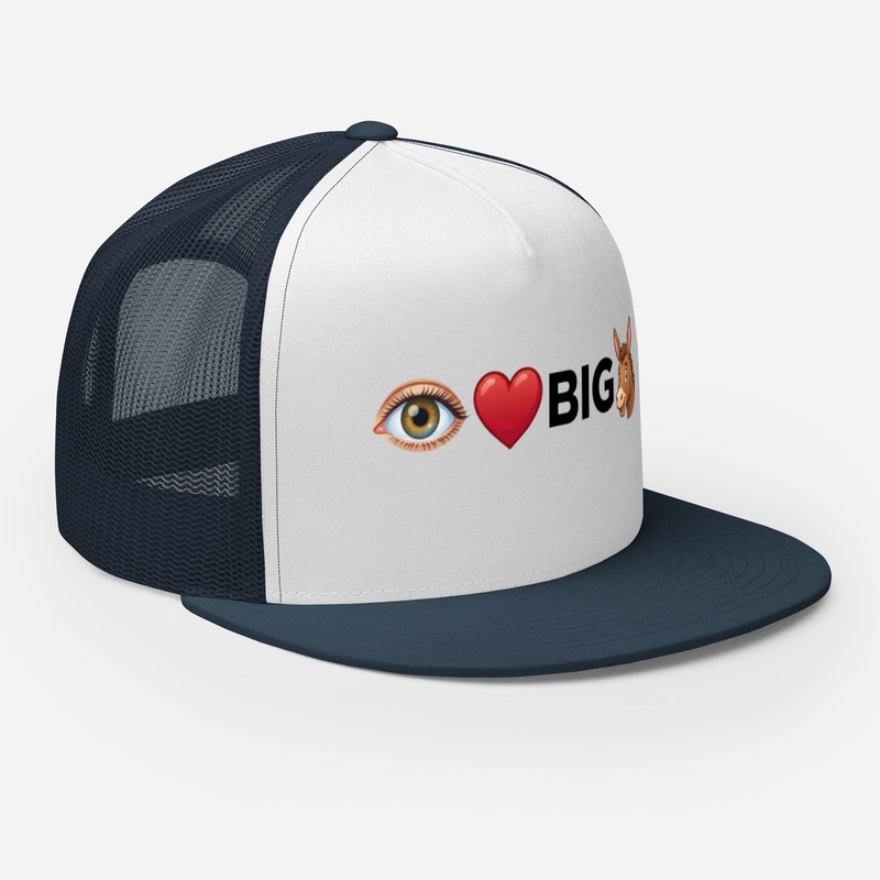 I love Big A**es -Trucker Cap – One size, Navy/ White/ Navy
