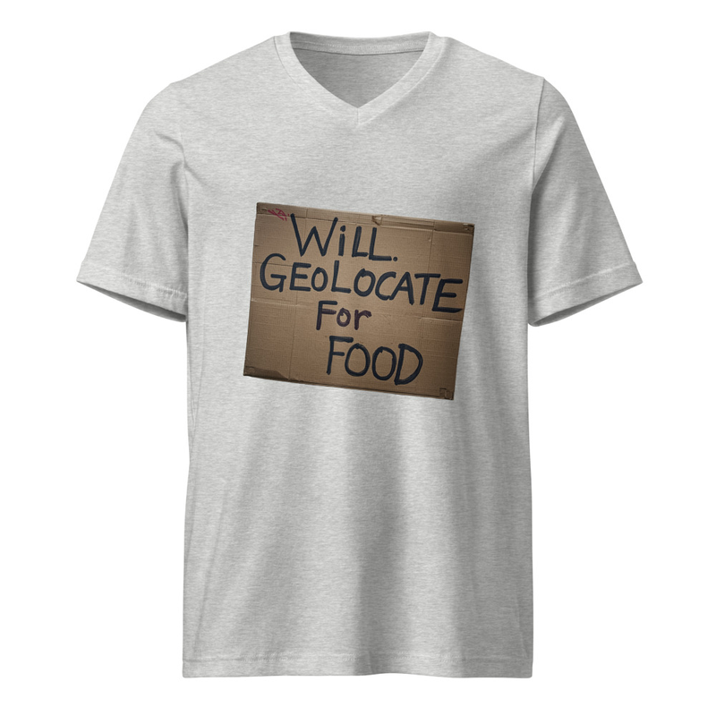 Will Geolocate Unisex Short Sleeve V-Neck T-Shirt – XL, Athletic Heather