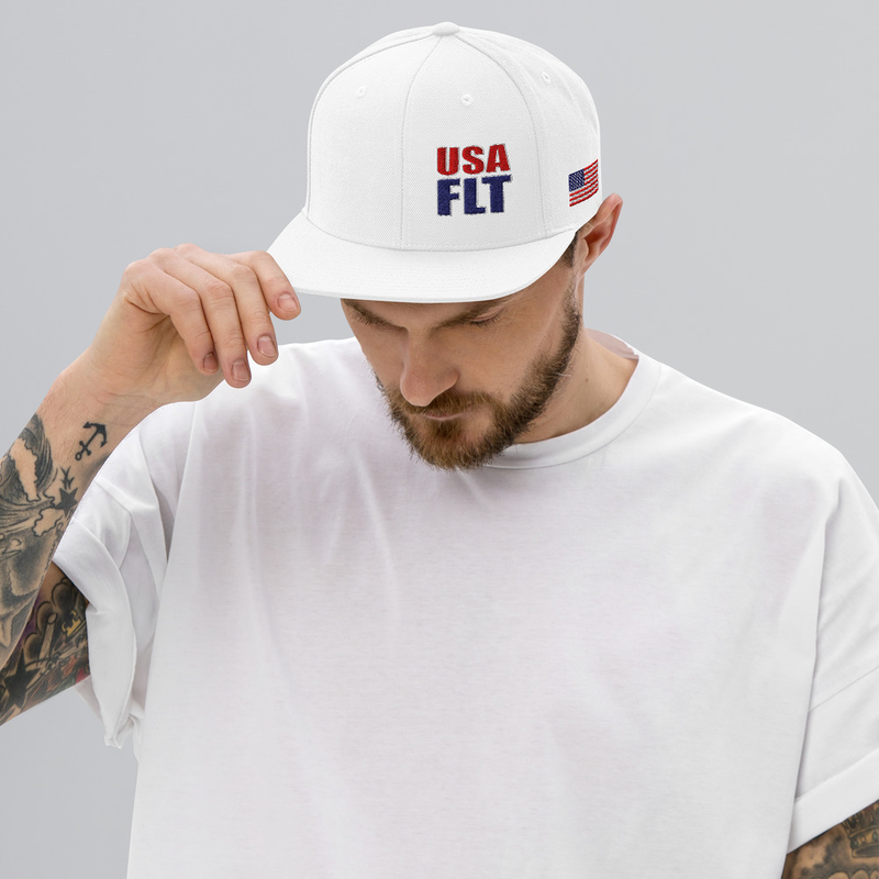 USA FLT Snapback Hat – One size, White
