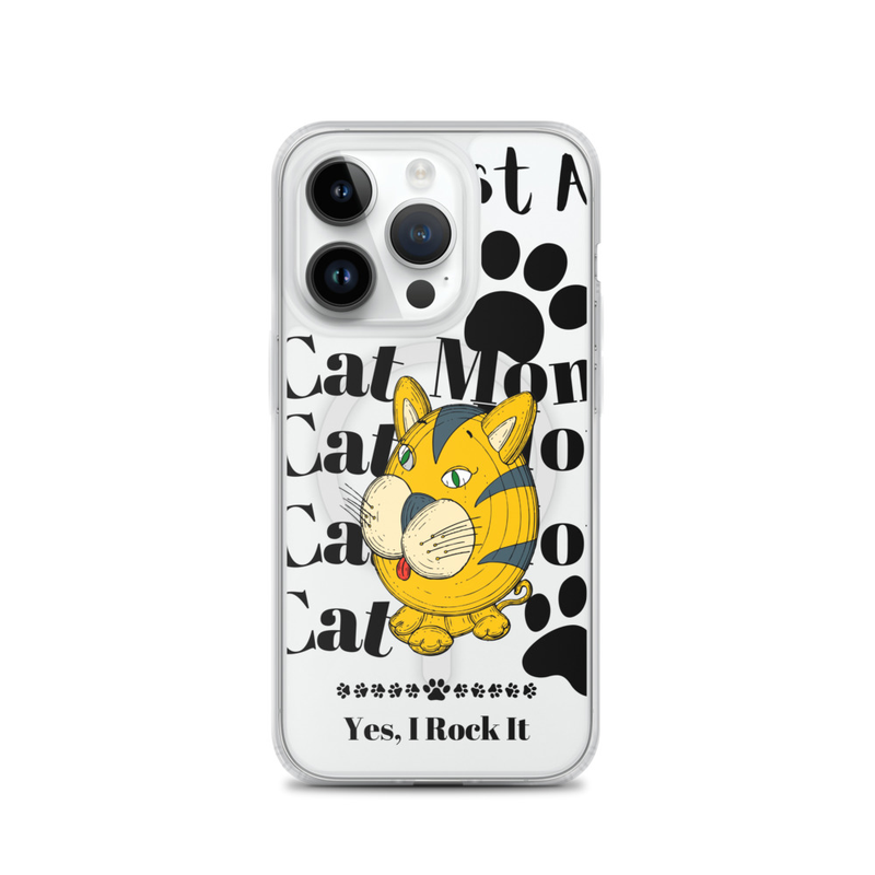 MagSafe® clear case for iPhone®: Just A Cat Mom – iPhone 14 Pro