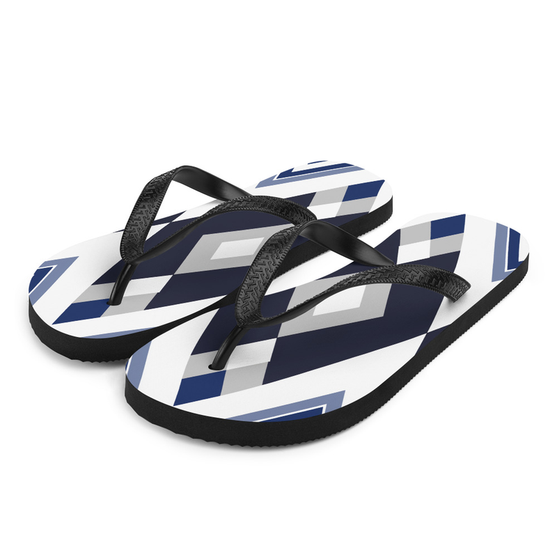 Blue & White Backgammon Flip-Flops House or Outdoor Slippers