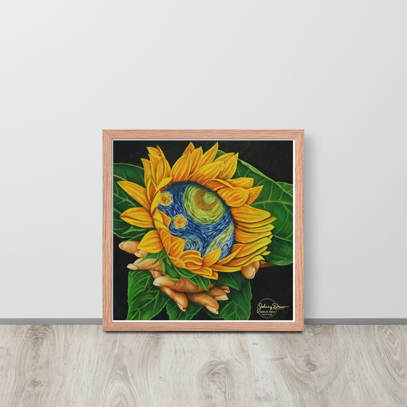 Homage Framed Print – 16″×16″, Red Oak
